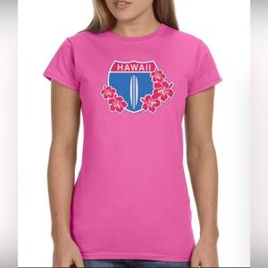 Five & Dime Malibu Shirts Highway 1 Hawaii Floral Graphic T Shirt Pink SZ S